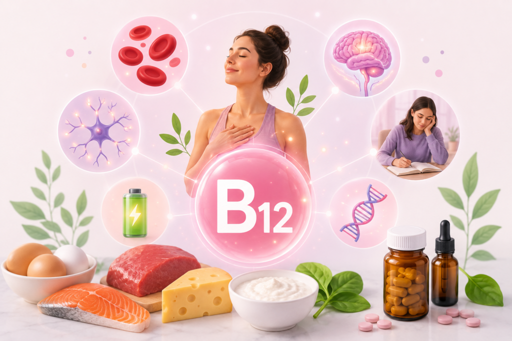 La vitamina B12 ayuda al correcto funcionamiento del organismo.