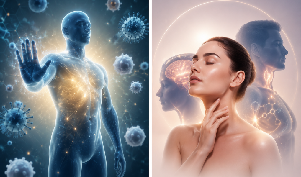 Representación del zinc y su impacto en la inmunidad, la salud de la piel y el equilibrio hormonal.